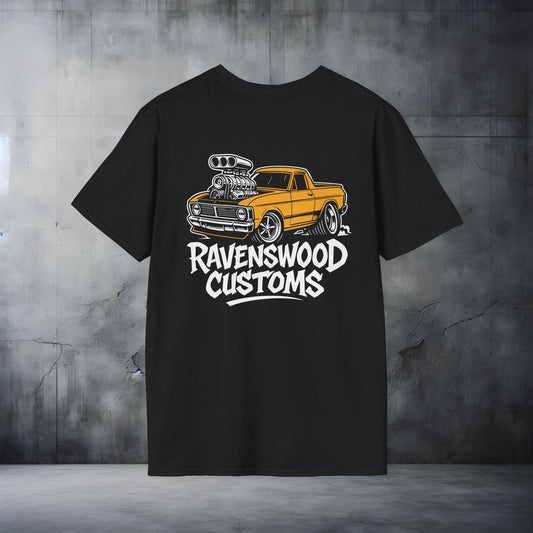 Ravenswood Customs Orange Falcon Graphic Car T-Shirt, Automotive Apparel, Unisex Tee