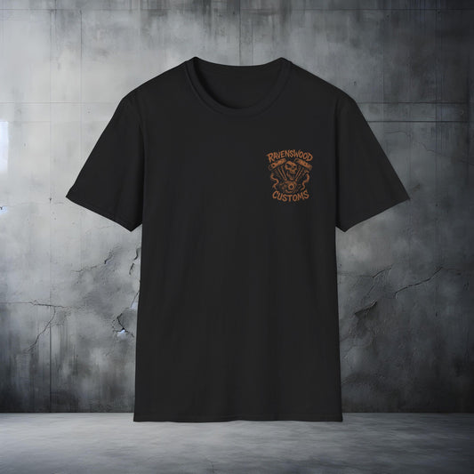 Ravenswood Customs Bronze Vtwin Skull T-Shirt | Unisex Softstyle Tee