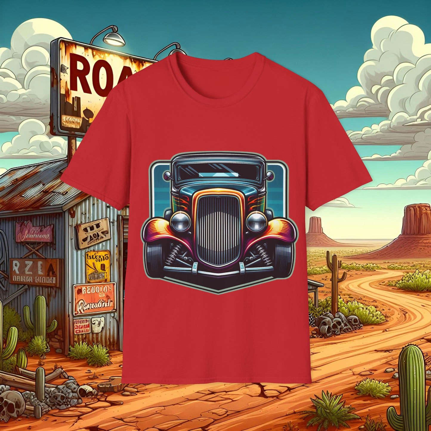 Toon Hot Rod 1 Unisex Softstyle T-Shirt