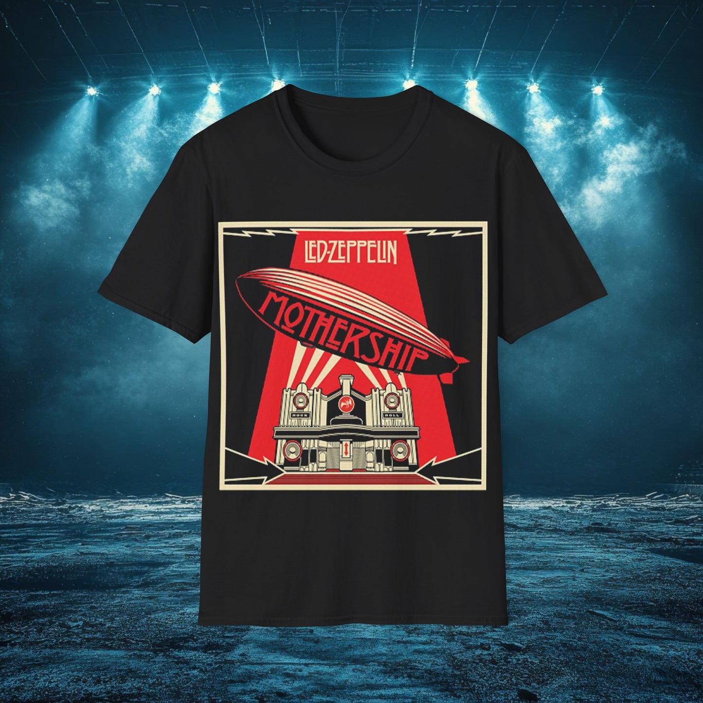 Rockin' Mothership Unisex Softstyle T-Shirt | Vintage LZ Tee | Music Lovers Gift | Concert Wear | Casual Style