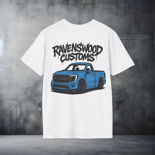 Ravenswood Customs Unisex Softstyle T-Shirt - Blue Vintage F-Truck Design, Cool Graphic Tee