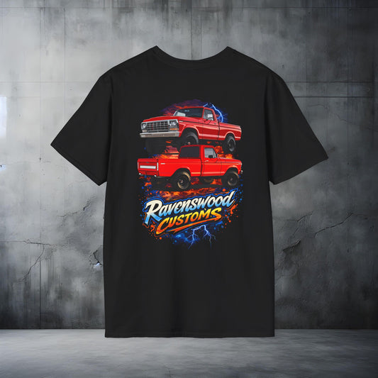 Ravenswood Customs Ford F-Truck Classic Car Stack T-Shirt Vintage Muscle Car Graphic
