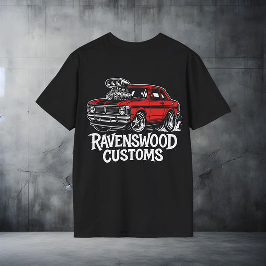 Ravenswood Customs Red Falcon Graphic Car T-Shirt, Automotive Apparel, Unisex Tee