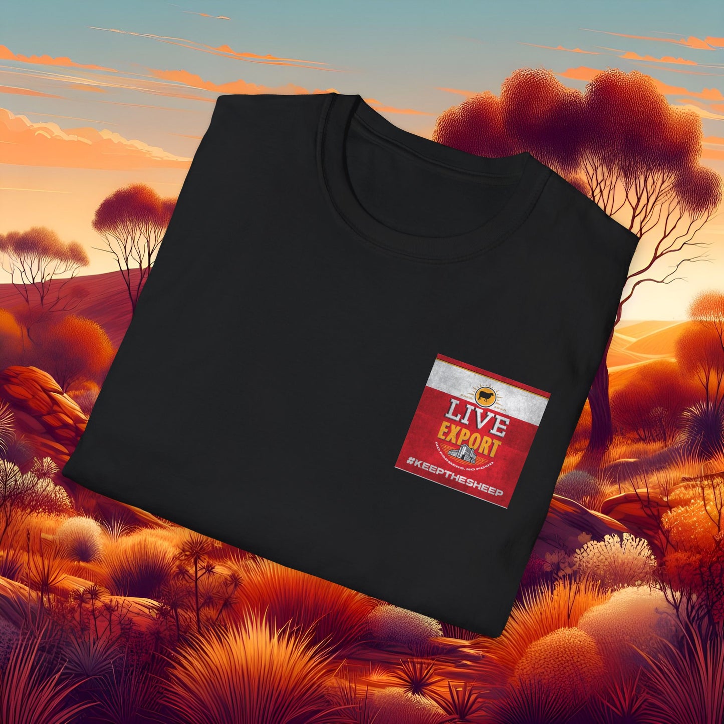 Worn and Distressed Live Export #keepthesheep Unisex Softstyle T-Shirt - Bold Graphic Tee for Keep the Sheep movement