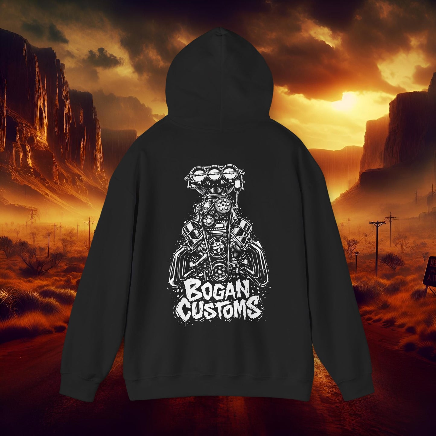 Bogan Customs Blown V8 Engine Graphic Hoodie Pullover