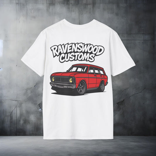 Ravenswood Customs Unisex Softstyle T-Shirt - Red XY Wagon Falcon Design, Cool Graphic Tee