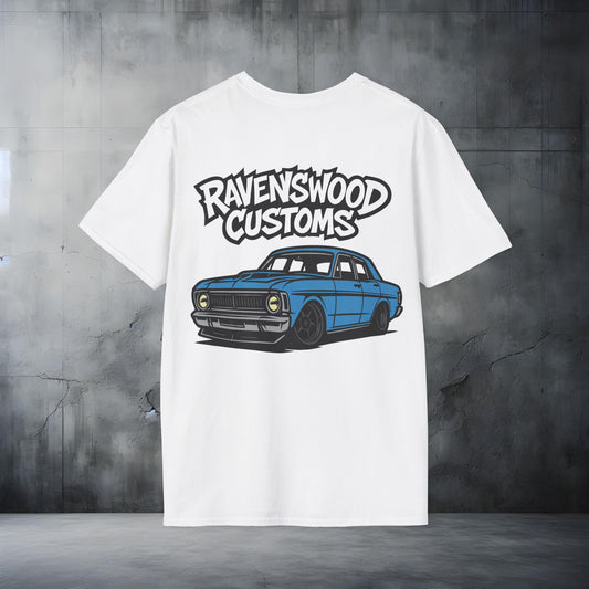 Ravenswood Customs Unisex Softstyle T-Shirt - Blue XY Falcon Design, Cool Graphic Tee