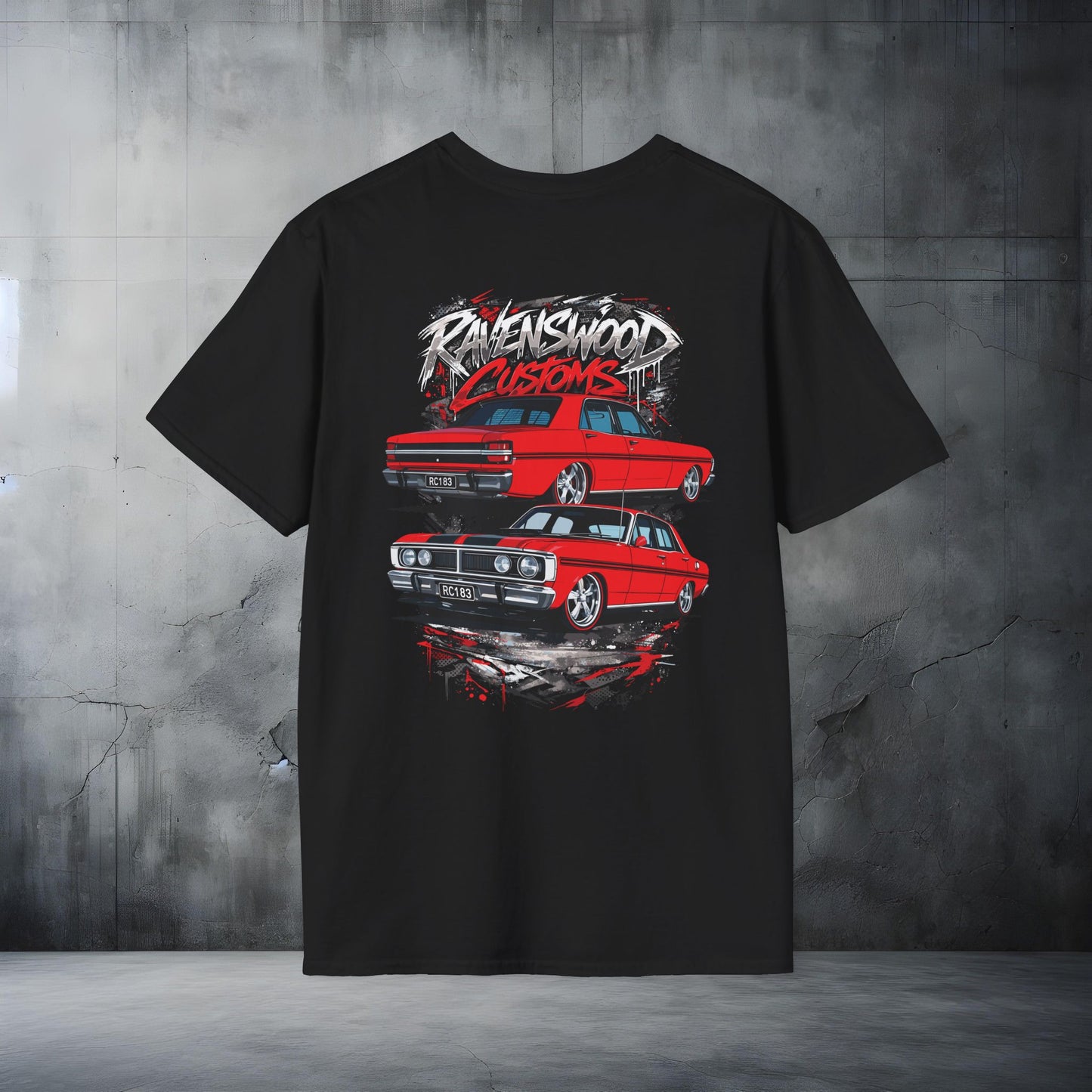 Ravenswood Customs Ford XY GT Falcon Classic Car Stack T-Shirt Vintage Muscle Car Graphic