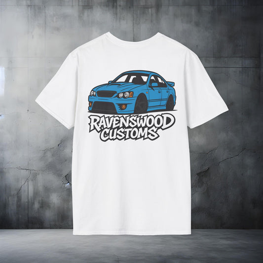 Ravenswood Customs Unisex Softstyle T-Shirt - Blue BF Falcon Sedan Design, Cool Graphic Tee