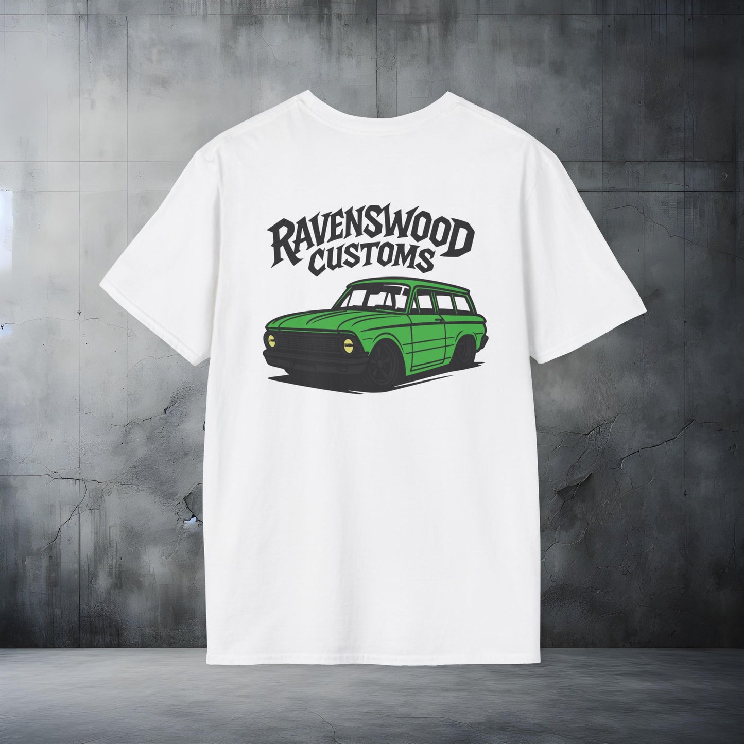 Ravenswood Customs Unisex Softstyle T-Shirt - Green XP Falcon Wagon Design, Cool Graphic Tee