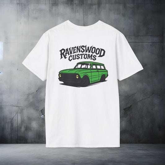 Ravenswood Customs Unisex Softstyle T-Shirt - Green XP Falcon Wagon Design, Cool Graphic Tee