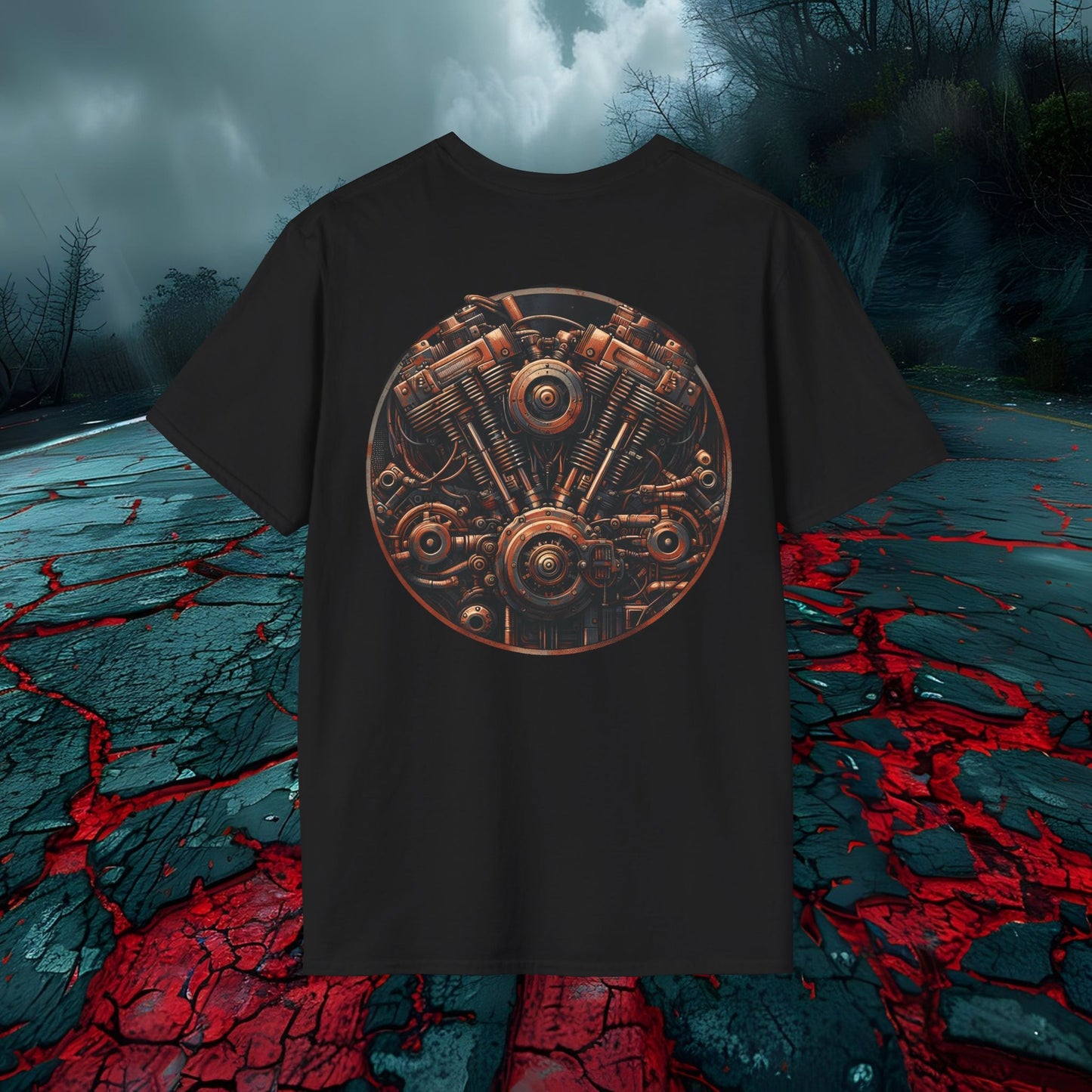 Motorcycle Enthusiast T-Shirt - Vintage Engine Design for Riders