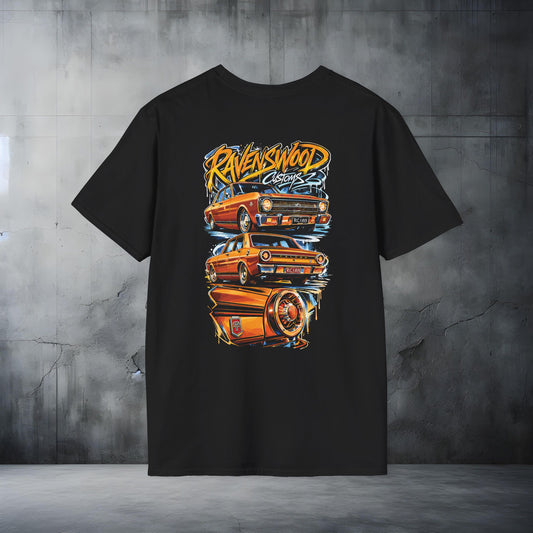 Ravenswood Customs XR GT Falcon Classic Car Stack T-Shirt Vintage Muscle Car Graphic