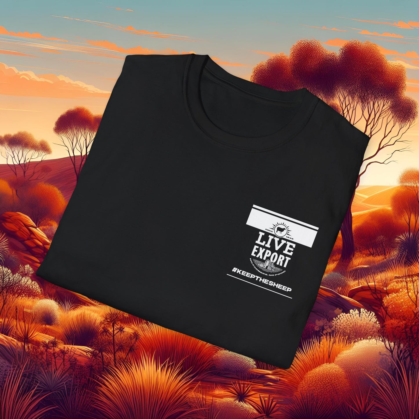 Live Export Keep the Sheep Black & White Unisex Softstyle T-Shirt