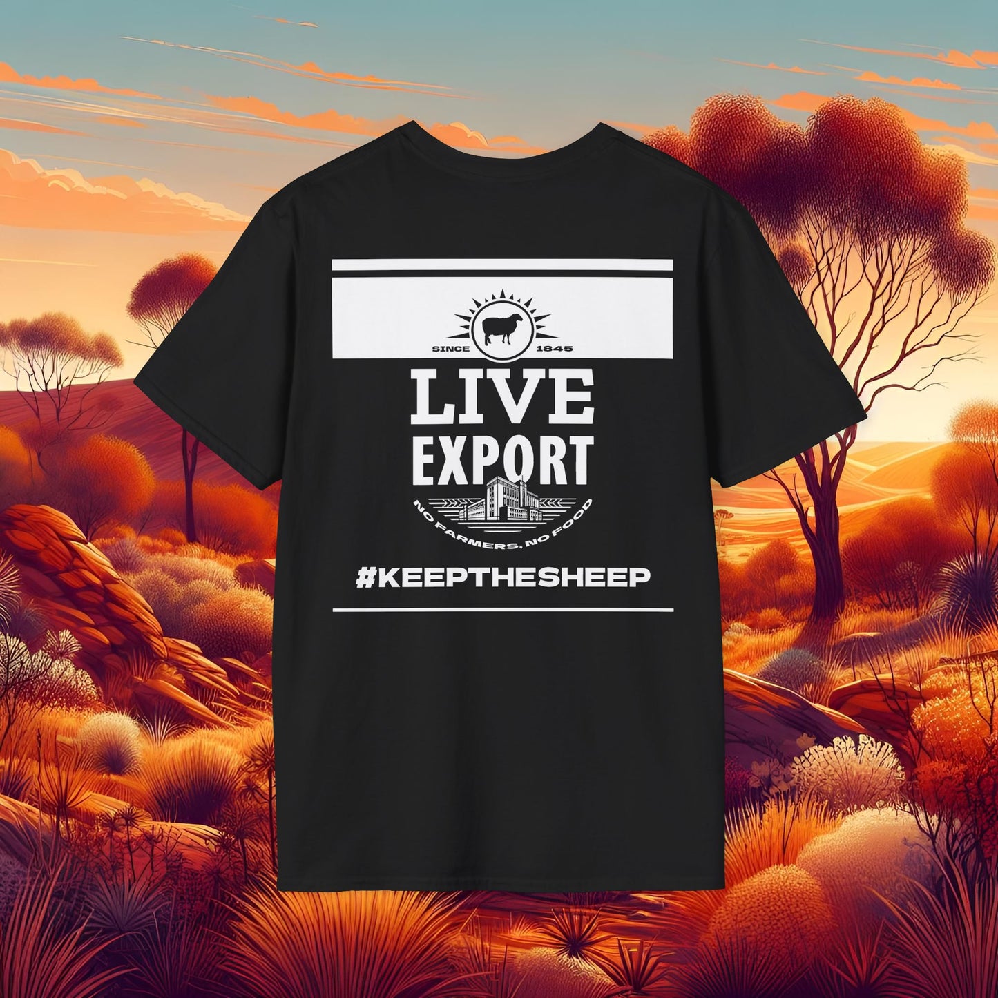 Live Export Keep the Sheep Black & White Unisex Softstyle T-Shirt