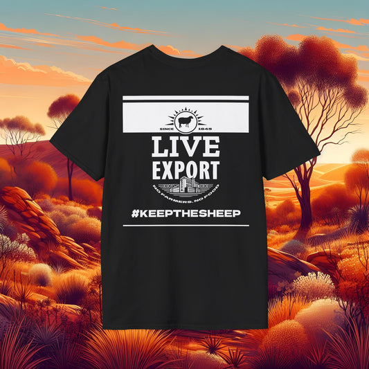 Live Export Keep the Sheep Black & White Unisex Softstyle T-Shirt