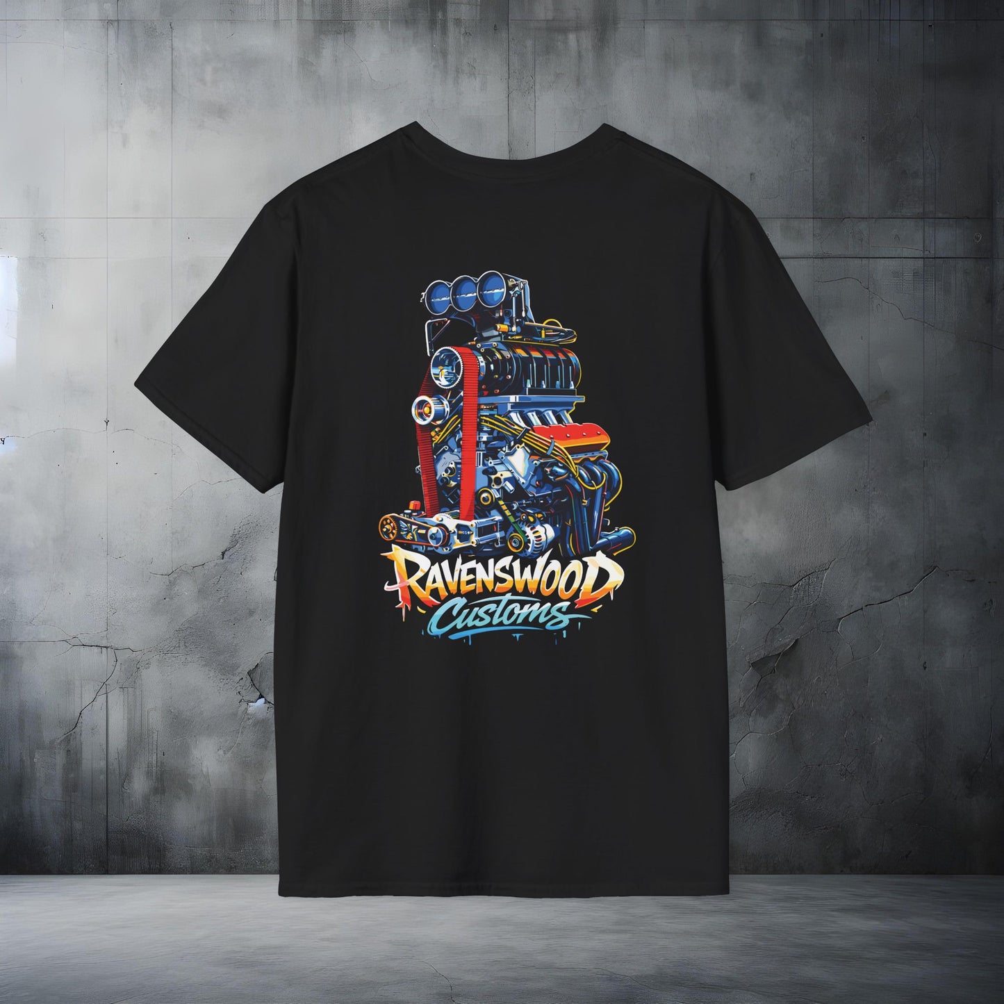 Ravenswood Customs Supercharged LS V8 Engine Graphic T-Shirt