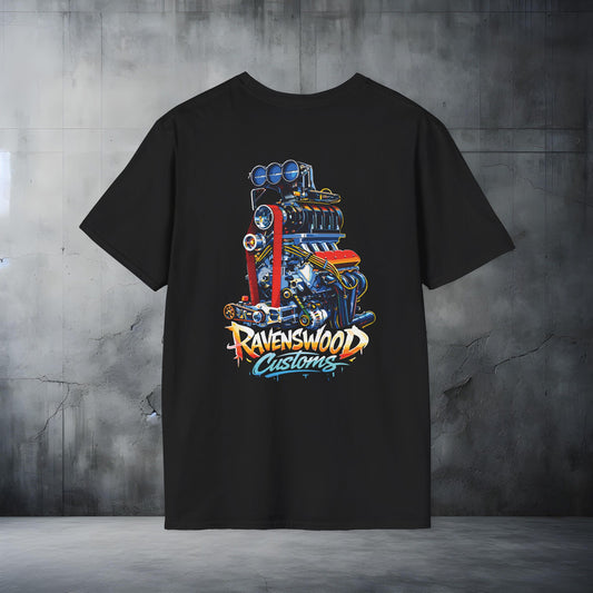 Ravenswood Customs Supercharged LS V8 Engine Graphic T-Shirt