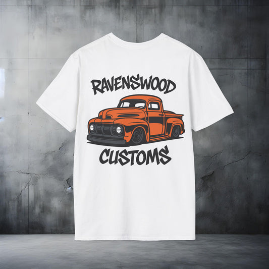 Ravenswood Customs Unisex Softstyle T-Shirt - Orange Vintage F-Truck Design, Cool Graphic Tee
