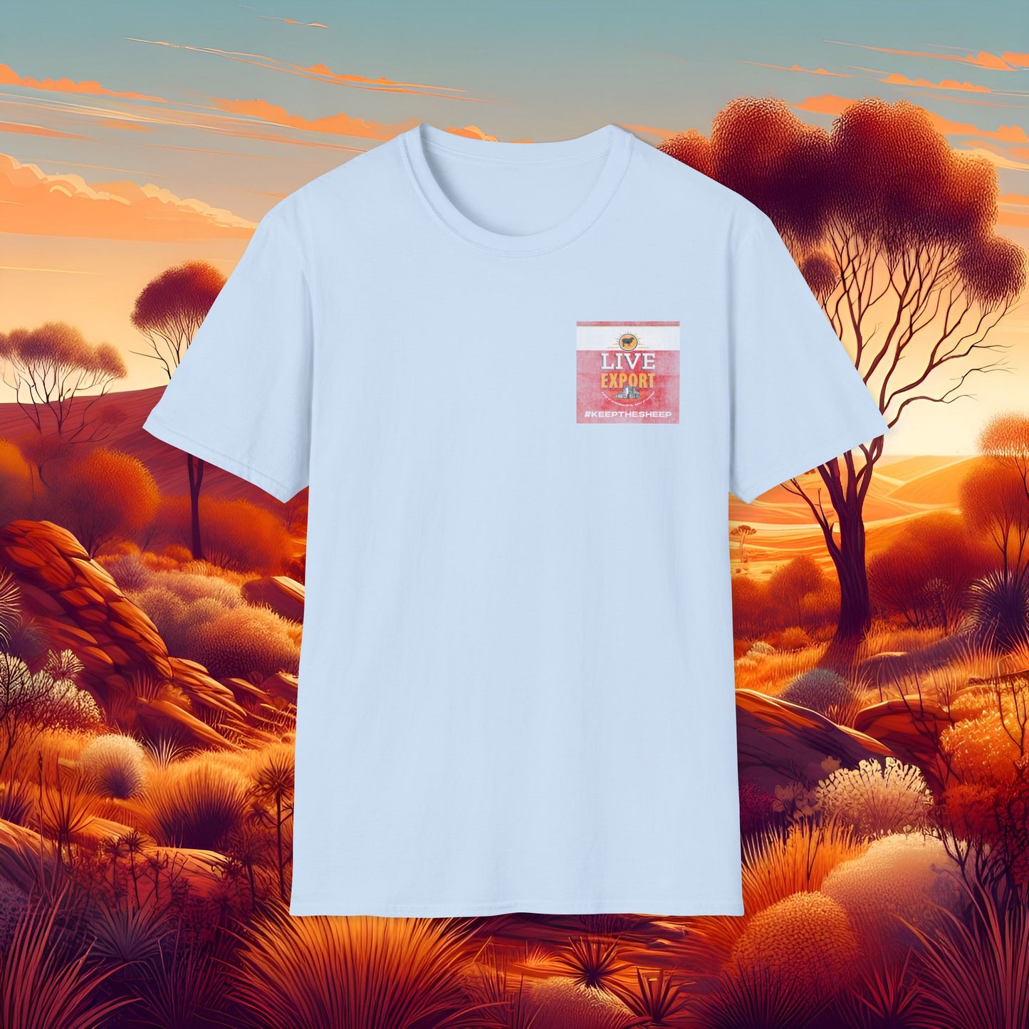 Worn and Distressed Live Export #keepthesheep Unisex Softstyle T-Shirt - Bold Graphic Tee for Keep the Sheep movement