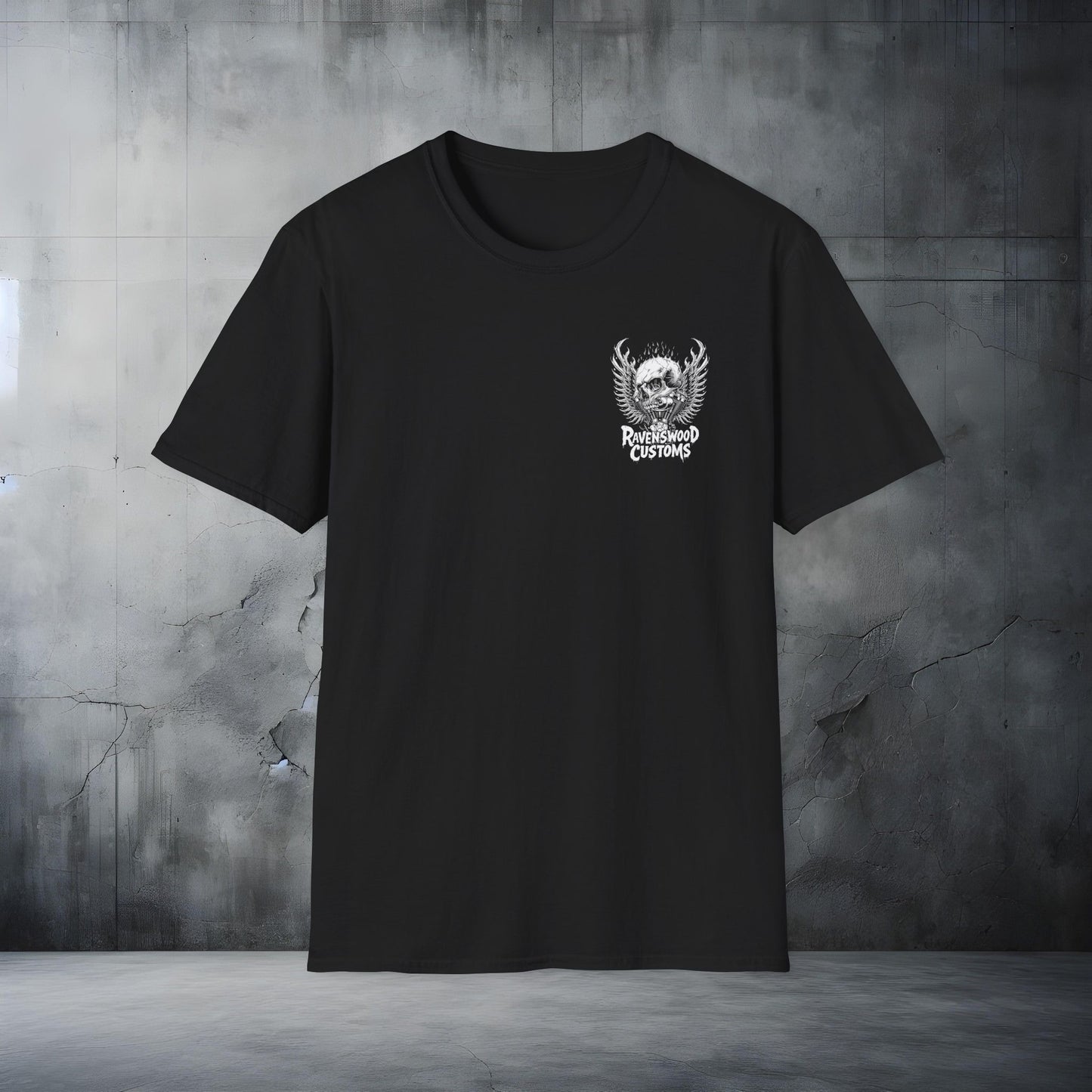 Ravenswood Customs Flaming Skull Wings Vtwin Graphic T-Shirt