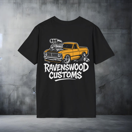 Ravenswood Customs Orange Falcon Graphic Car T-Shirt, Automotive Apparel, Unisex Tee