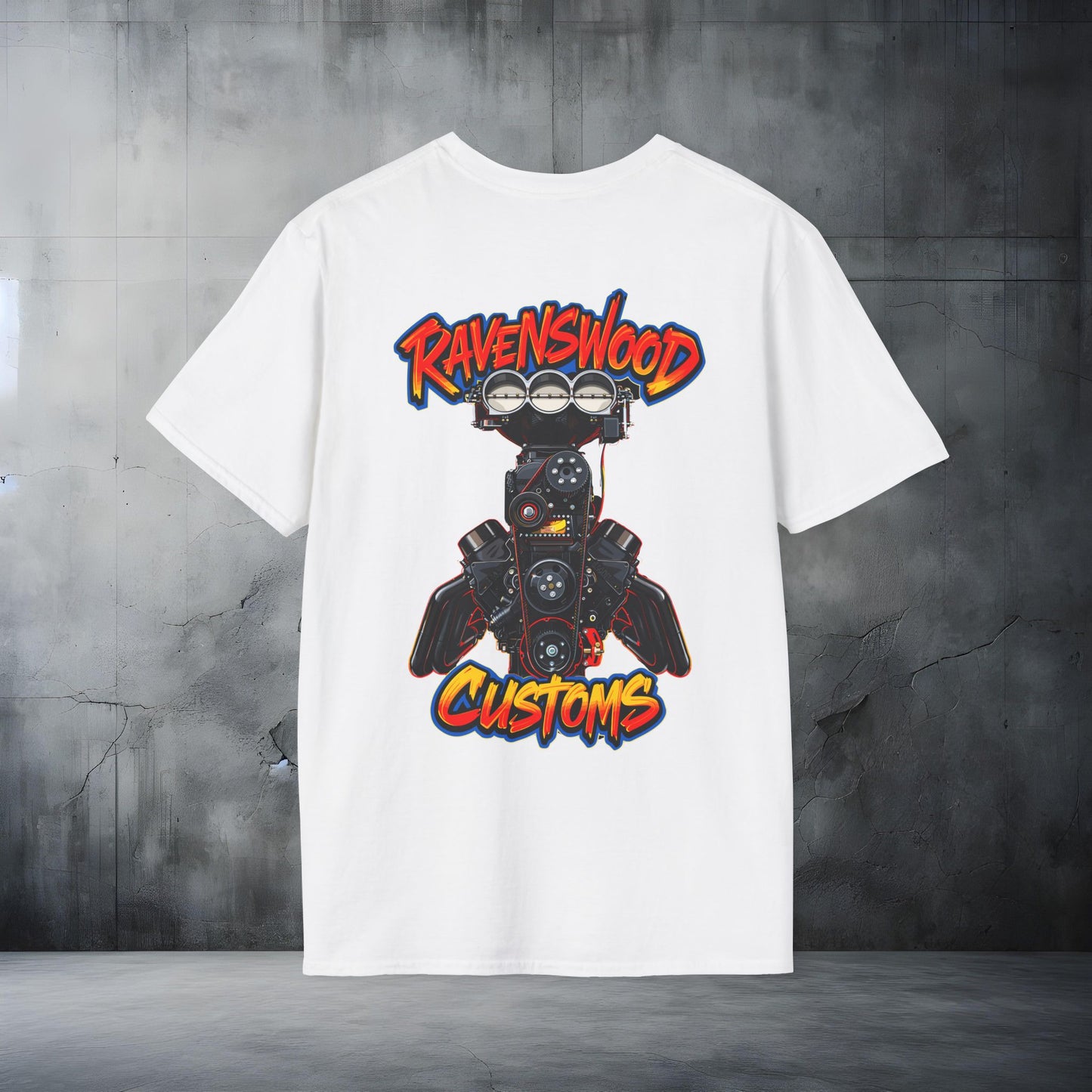 Ravenswood Customs Blown Injected Chevy Engine Graphic T-Shirt