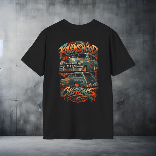 Ravenswood Customs 52 Chrysler wagon Classic Car Stack T-Shirt Vintage Muscle Car Graphic
