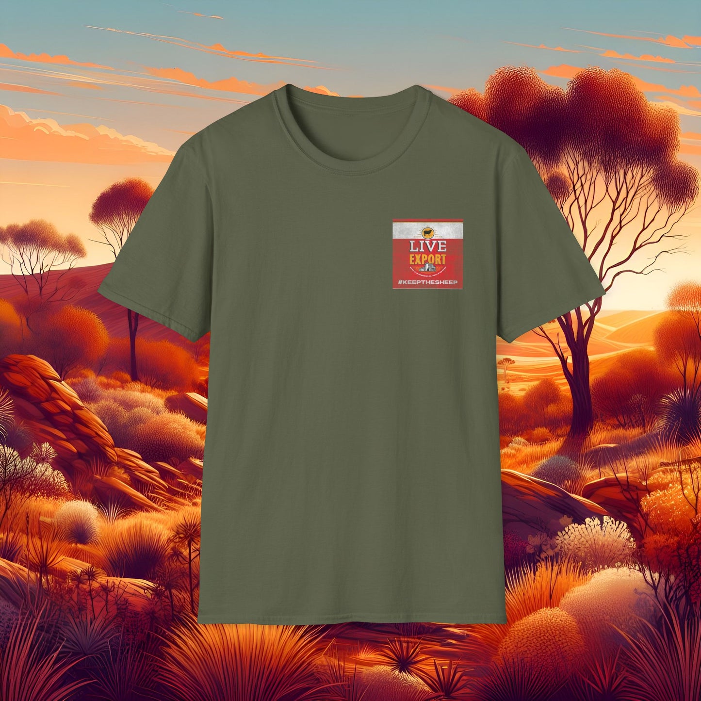 Worn and Distressed Live Export #keepthesheep Unisex Softstyle T-Shirt - Bold Graphic Tee for Keep the Sheep movement