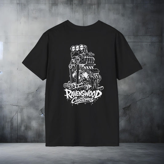 Ravenswood Customs Supercharged LS V8 Engine Graphic T-Shirt