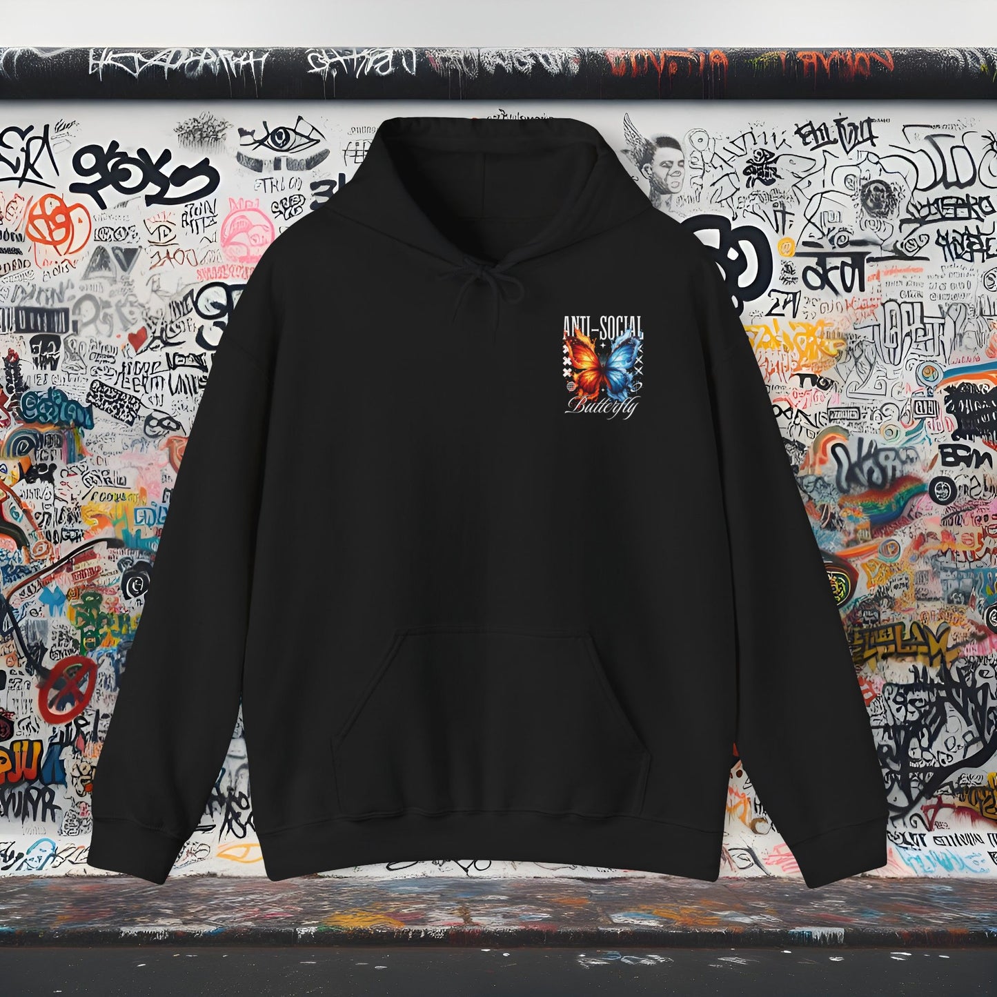 Anti-Social Butterfly Hoodie - Unisex Heavy Blend™, Graphic Sweatshirt for Streetwear Lovers, Perfect Gift for Creatives, Unique Style [...]