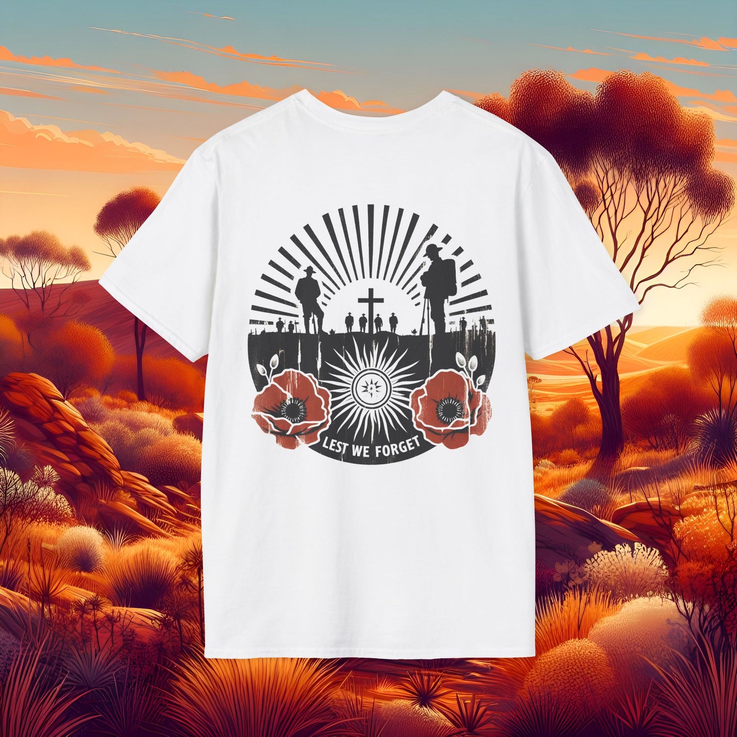 Lest We Forget Anzac Day Memorial T-Shirt - Unisex Softstyle