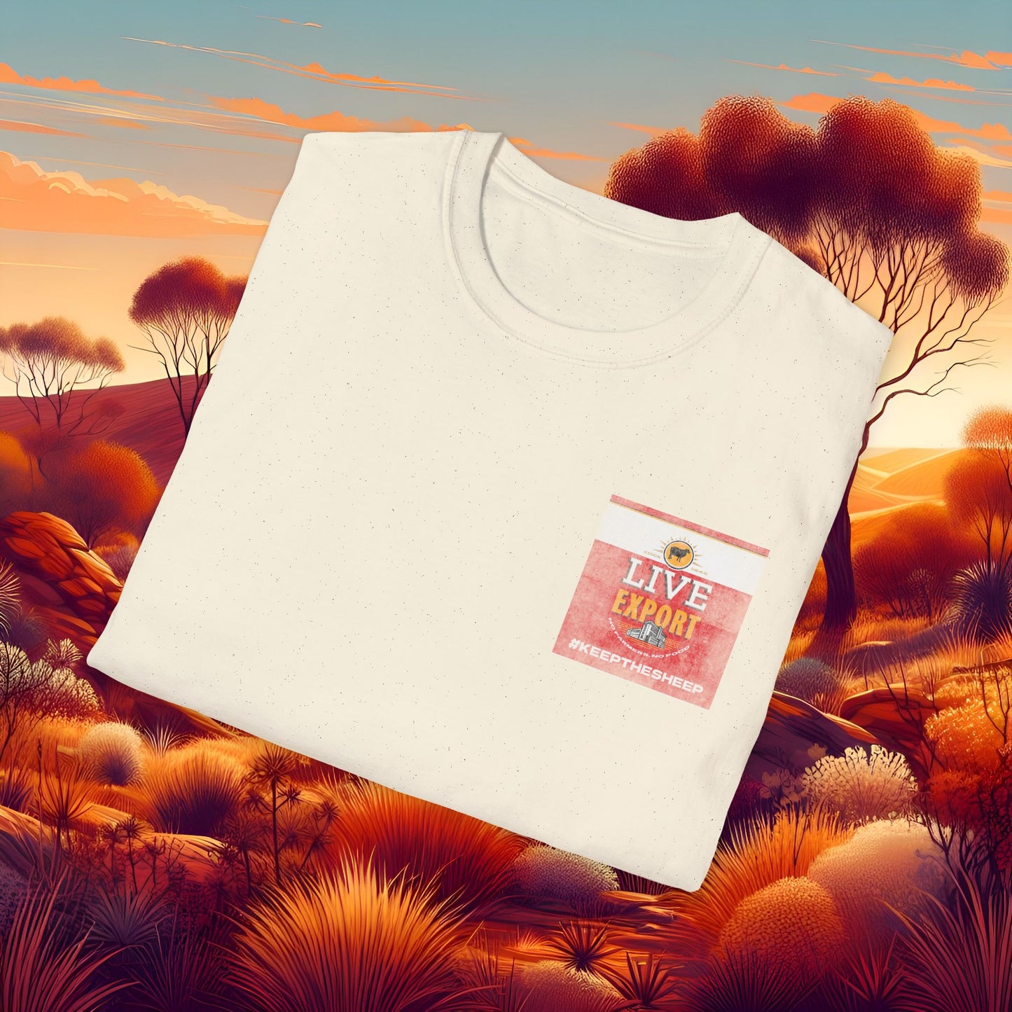 Worn and Distressed Live Export #keepthesheep Unisex Softstyle T-Shirt - Bold Graphic Tee for Keep the Sheep movement