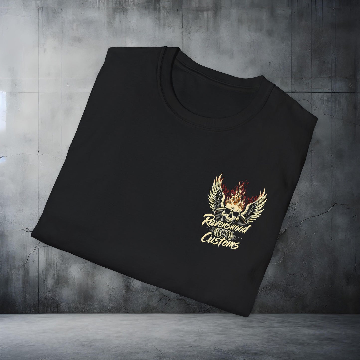 Ravenswood Customs Skull & Flaming Wings T-Shirt