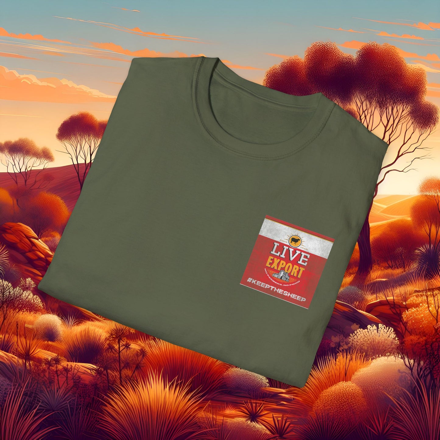 Worn and Distressed Live Export #keepthesheep Unisex Softstyle T-Shirt - Bold Graphic Tee for Keep the Sheep movement