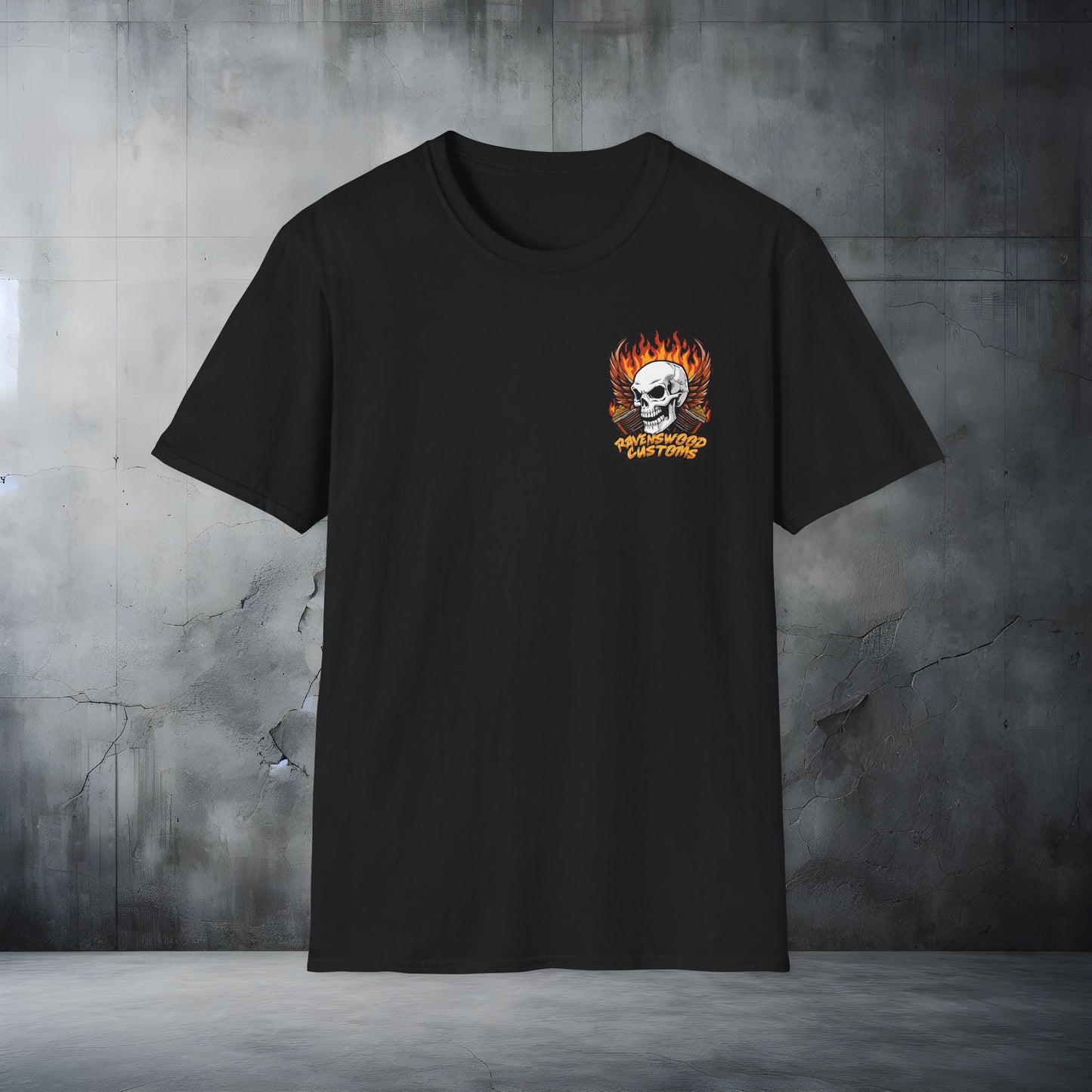 Ravenswood Customs Skull Flames Vtwin T-Shirt Graphic Tee