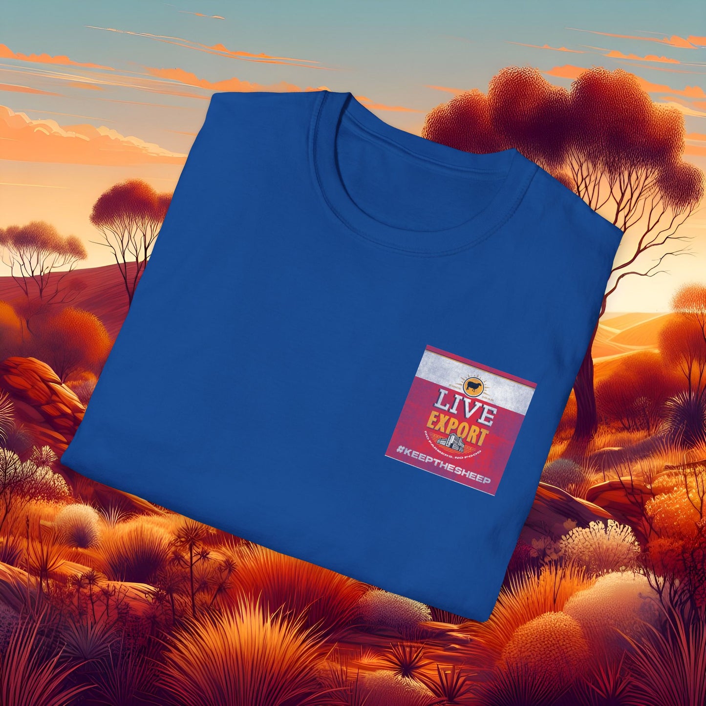 Worn and Distressed Live Export #keepthesheep Unisex Softstyle T-Shirt - Bold Graphic Tee for Keep the Sheep movement