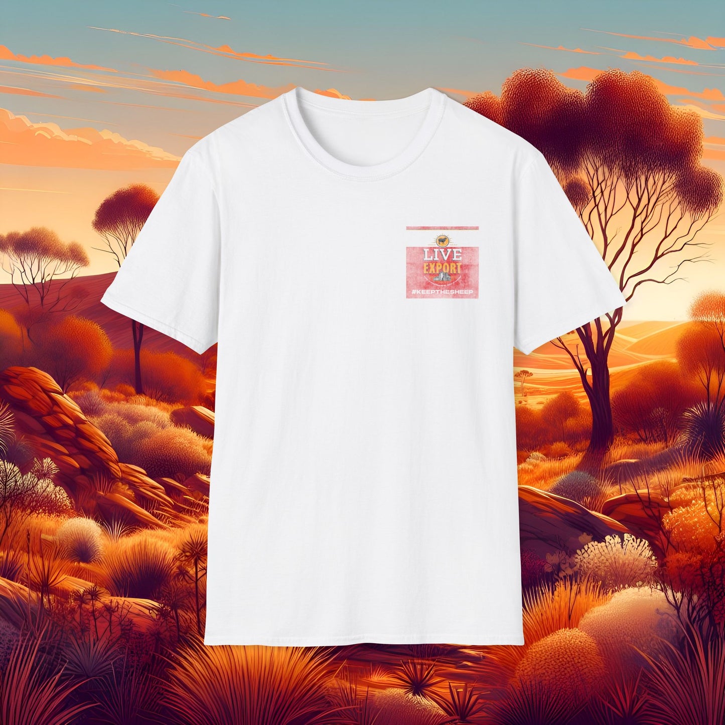 Worn and Distressed Live Export #keepthesheep Unisex Softstyle T-Shirt - Bold Graphic Tee for Keep the Sheep movement