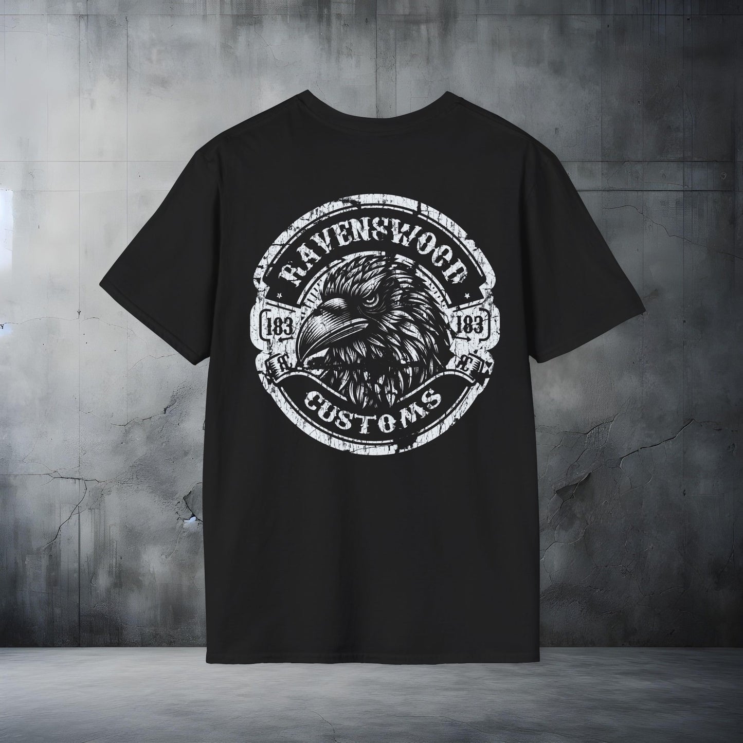 Worn Ravenswood Customs Unisex Softstyle T-Shirt - Vintage Design