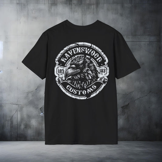 Worn Ravenswood Customs Unisex Softstyle T-Shirt - Vintage Design