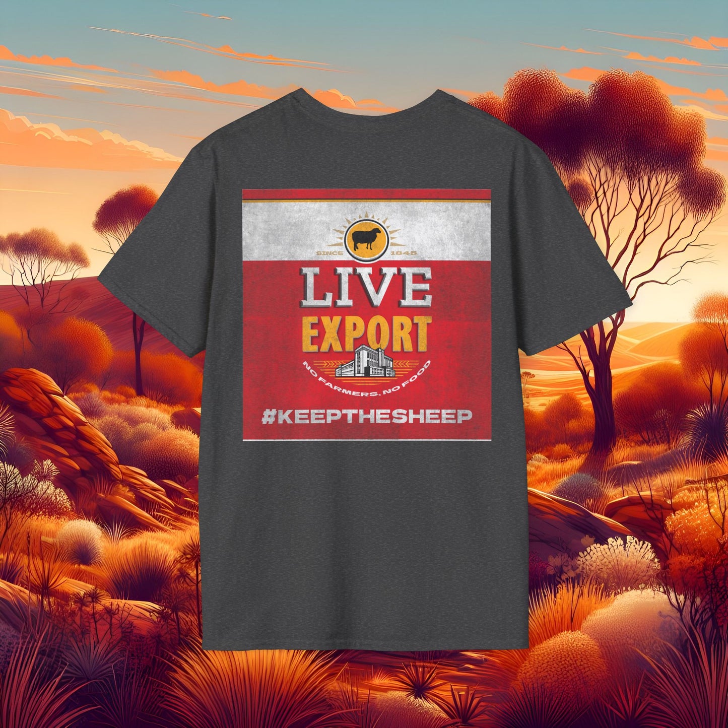 Worn and Distressed Live Export #keepthesheep Unisex Softstyle T-Shirt - Bold Graphic Tee for Keep the Sheep movement