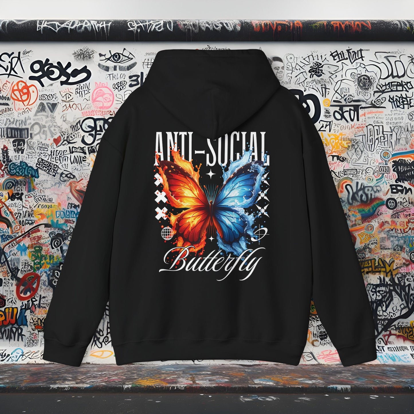 Anti-Social Butterfly Hoodie - Unisex Heavy Blend™, Graphic Sweatshirt for Streetwear Lovers, Perfect Gift for Creatives, Unique Style [...]