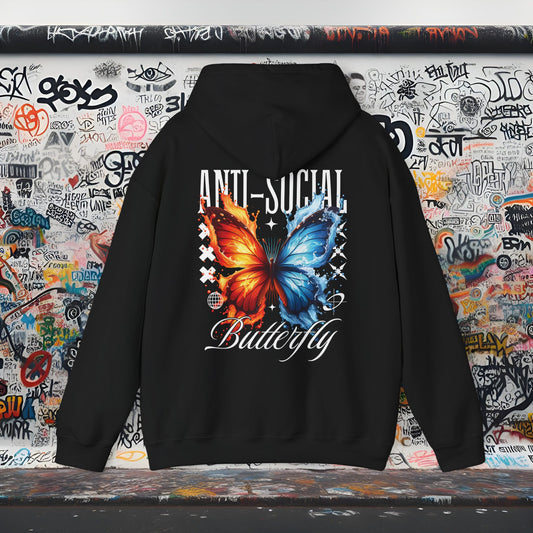 Anti-Social Butterfly Hoodie - Unisex Heavy Blend™, Graphic Sweatshirt for Streetwear Lovers, Perfect Gift for Creatives, Unique Style [...]