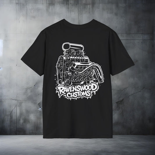 Ravenswood Customs Blown V8 Engine Graphic T-Shirt
