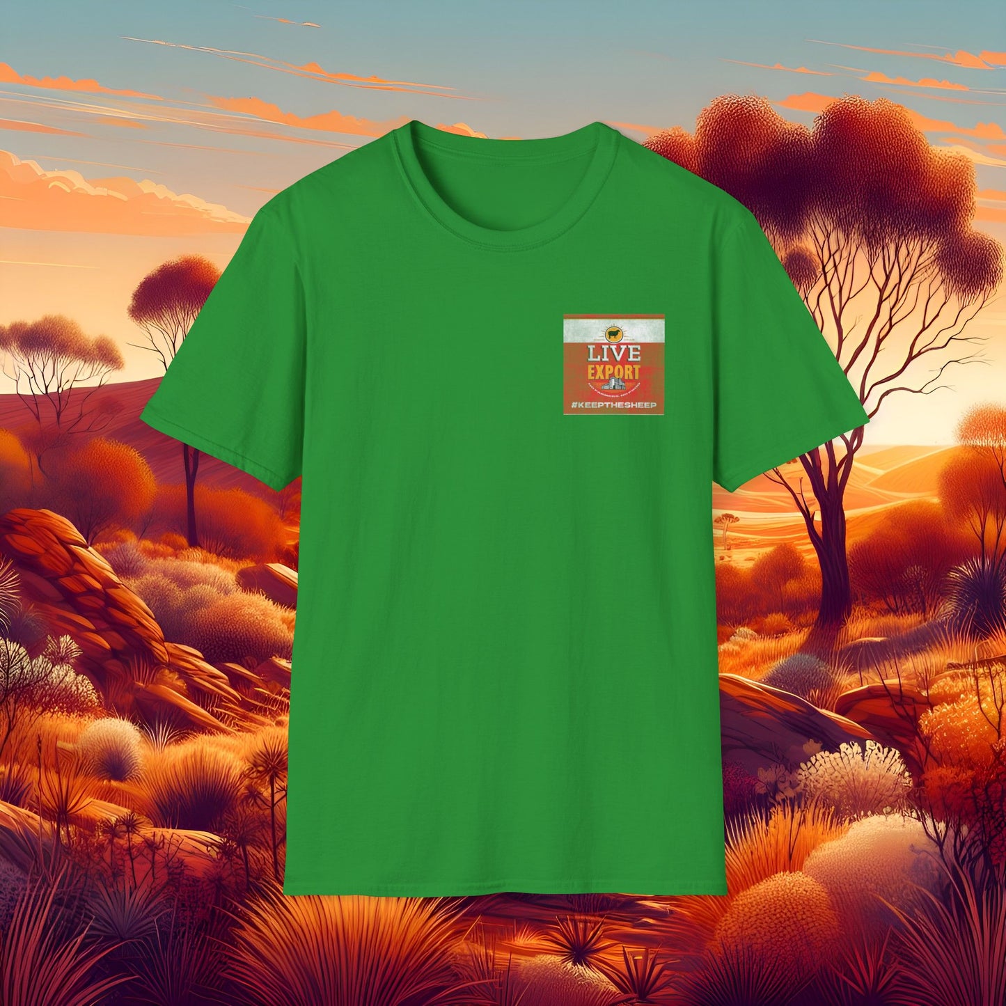 Worn and Distressed Live Export #keepthesheep Unisex Softstyle T-Shirt - Bold Graphic Tee for Keep the Sheep movement