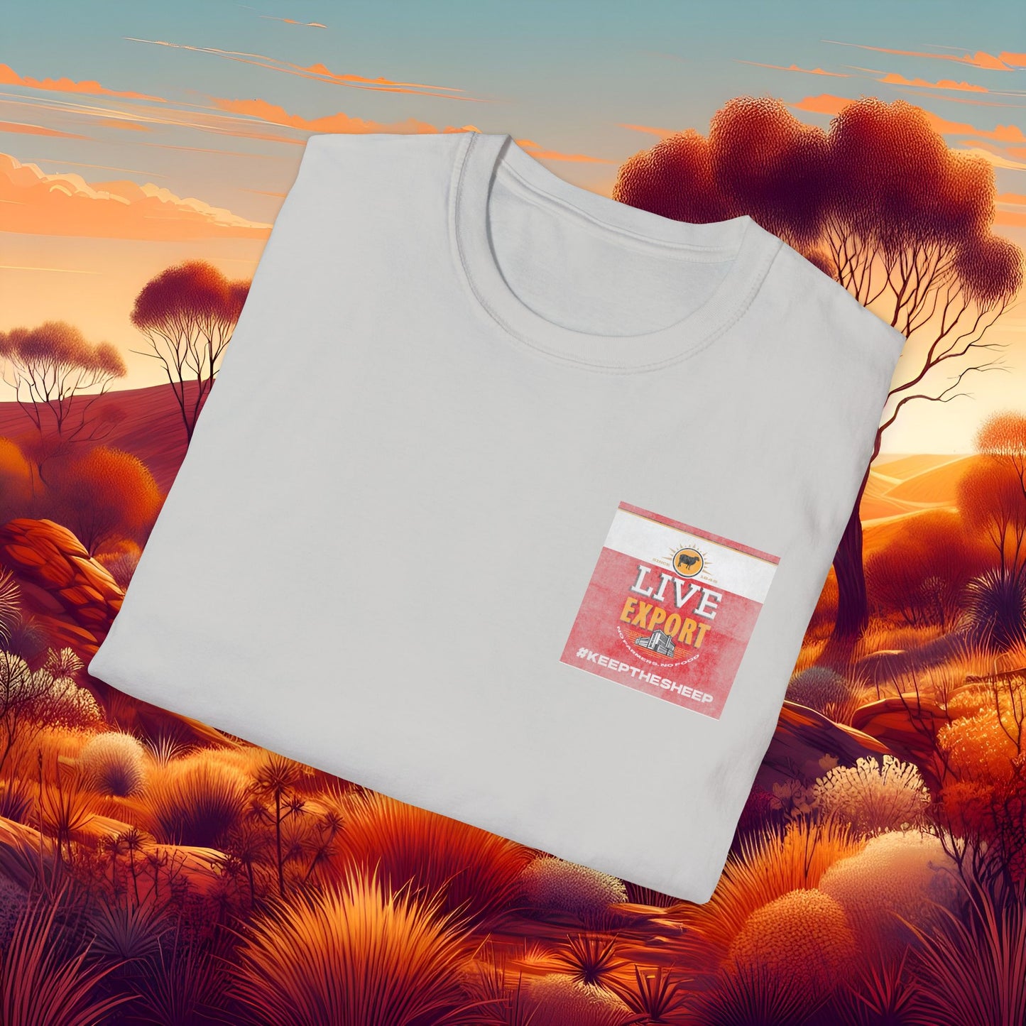 Worn and Distressed Live Export #keepthesheep Unisex Softstyle T-Shirt - Bold Graphic Tee for Keep the Sheep movement