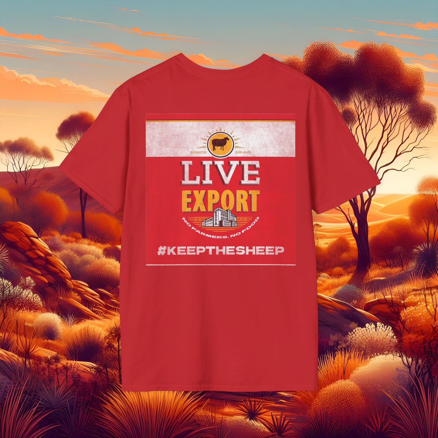 Worn and Distressed Live Export #keepthesheep Unisex Softstyle T-Shirt - Bold Graphic Tee for Keep the Sheep movement