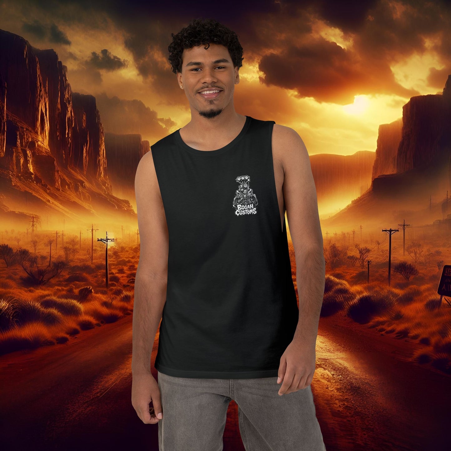 Bogan Customs Blown V8 Engine Graphic Barnard Tank Top