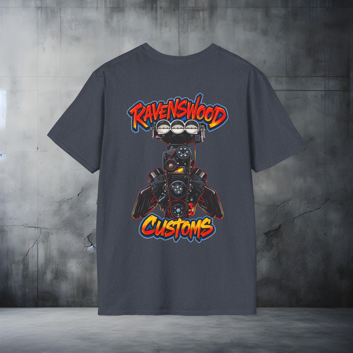 Ravenswood Customs Blown Injected Chevy Engine Graphic T-Shirt