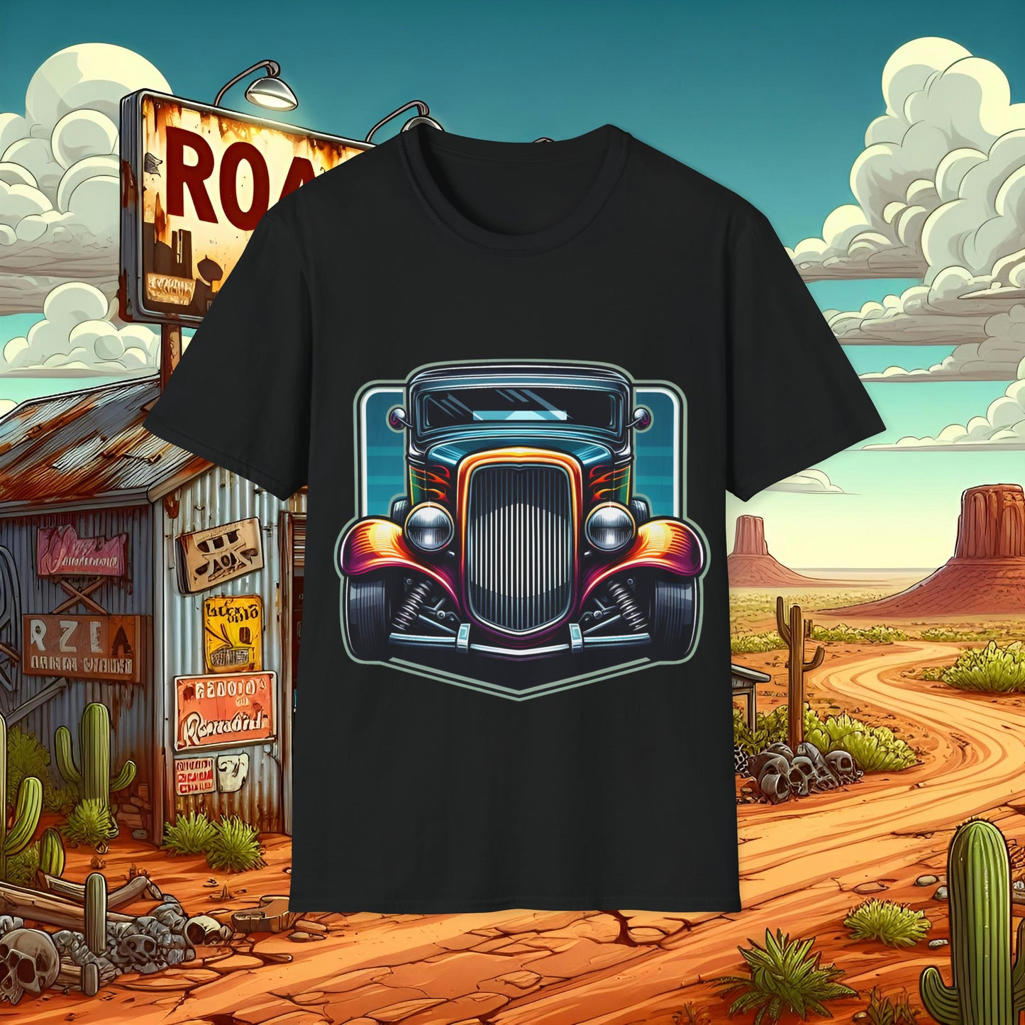 Toon Hot Rod 1 Unisex Softstyle T-Shirt